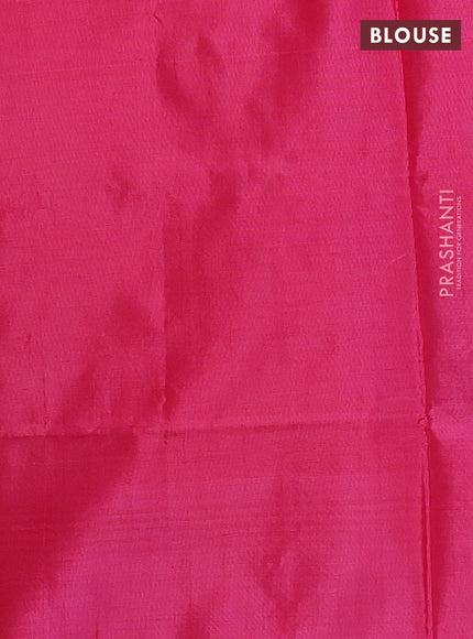 Banana pith saree dual shade of green and pink with thread woven buttas and thread woven butta border