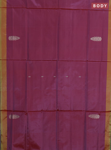 Banana pith saree pastel maroon and teal green with thread woven buttas and contrast border