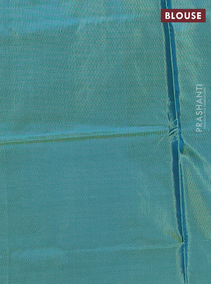 Banana pith saree pastel maroon and teal green with thread woven buttas and contrast border
