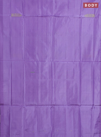 Banana pith saree lavender and blue with thread woven buttas in borderless style