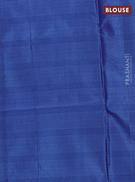 Banana pith saree lavender and blue with thread woven buttas in borderless style