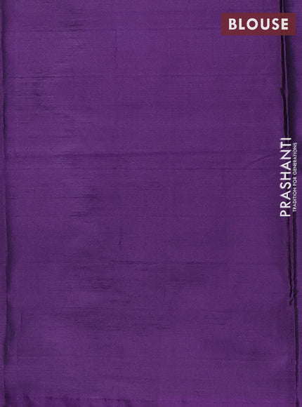 Banana pith saree mustard yellow and violet with thread woven buttas in borderless style