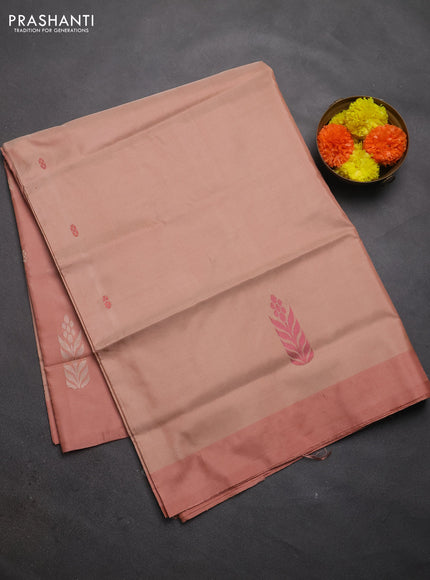Banana pith saree pastel peach shade and peach shade with thread woven buttas and contrast border