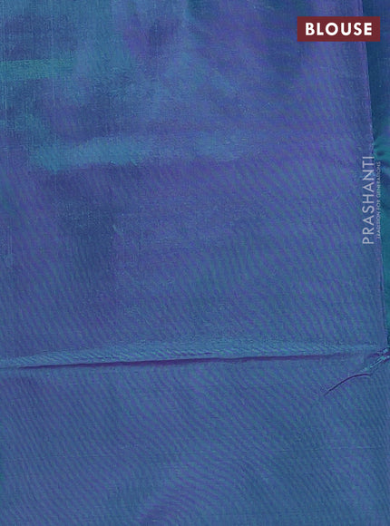 Banana pith saree teal green and dual shade of purple with thread woven buttas and contrast border