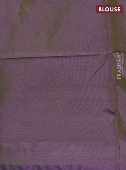 Banana pith saree elaichi green and deep violet with thread woven buttas and contrast border