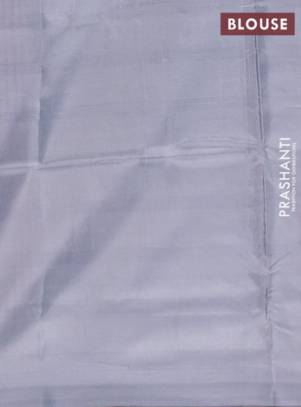 Banana pith saree dual shade of pink and grey with thread woven buttas in borderless style