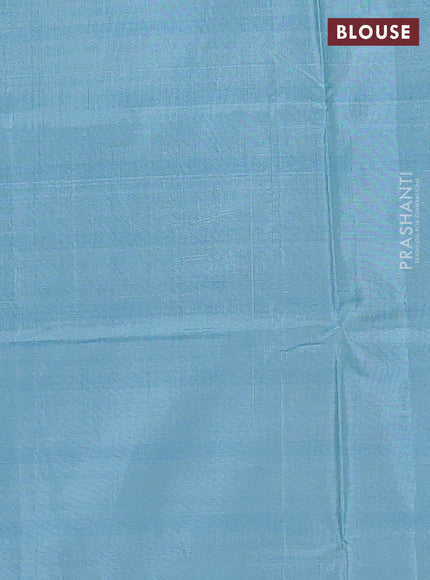 Banana pith saree blue and teal blue with thread woven buttas in borderless style