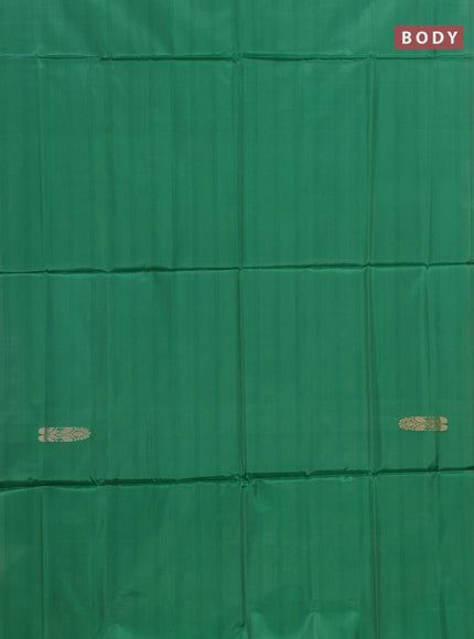 Banana pith saree green and lime yellow with thread woven buttas in borderless style