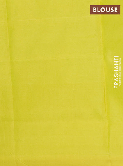 Banana pith saree green and lime yellow with thread woven buttas in borderless style
