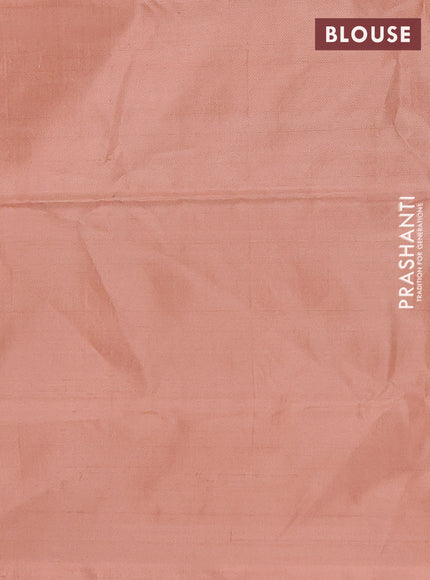 Banana pith saree teal green and peach shade with allover stripe pattern in borderless style