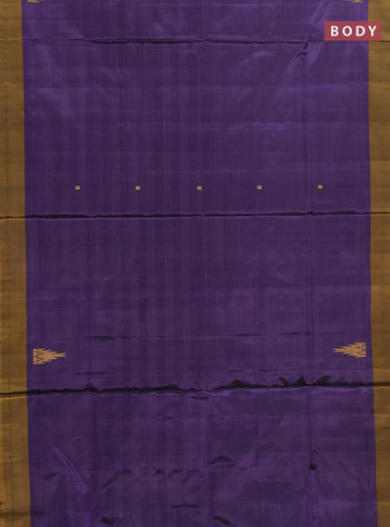 Banana pith saree pastel violet and dark mustard with thread woven buttas and borderless style