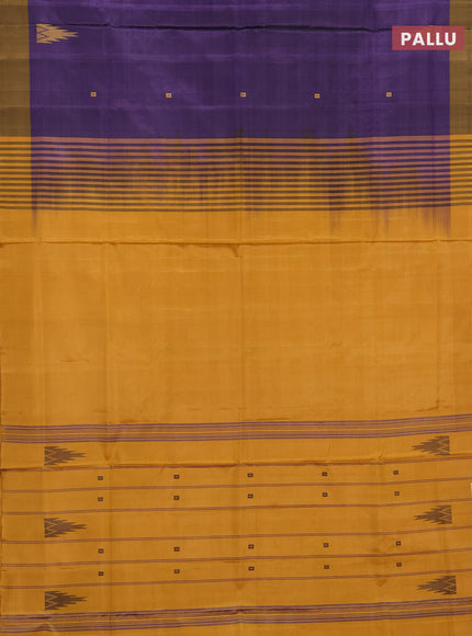 Banana pith saree pastel violet and dark mustard with thread woven buttas and borderless style
