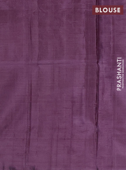Banana pith saree dark peach and deep purple with thread woven buttas in borderless style