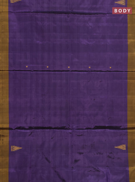 Banana pith saree pastel violet and mustard yellow with thread woven buttas and contrast border