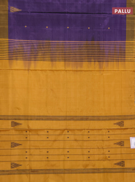Banana pith saree pastel violet and mustard yellow with thread woven buttas and contrast border