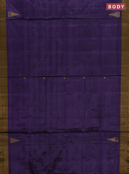 Banana pith saree violet and mustard yellow with thread woven buttas and contrast border