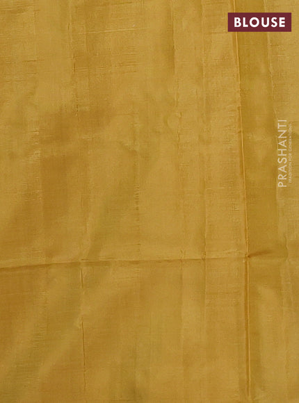 Banana pith saree violet and mustard yellow with thread woven buttas and contrast border