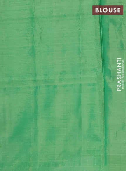 Banana pith saree deep maroon and light green with thread woven buttas and contrast border