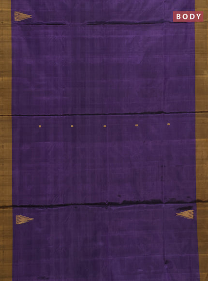 Banana pith saree violet and mustard yellow with thread woven buttas and contrast border
