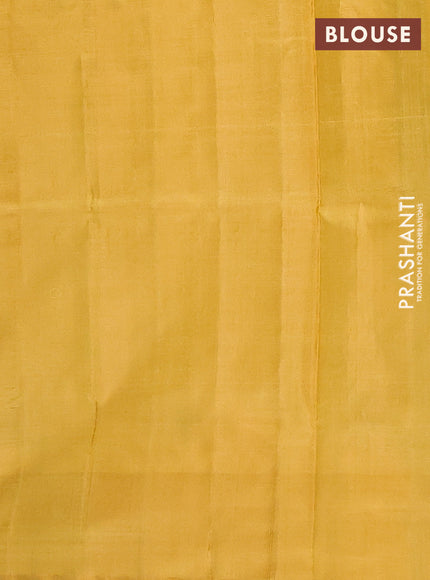 Banana pith saree violet and mustard yellow with thread woven buttas and contrast border