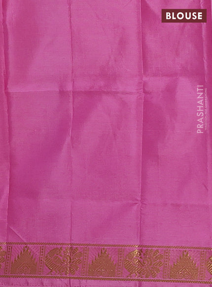 Banana pith saree deep maroon and pink with thread woven buttas and zari woven border