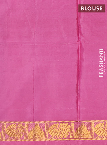 Banana pith saree violet and pink with thread woven buttas and small zari woven border