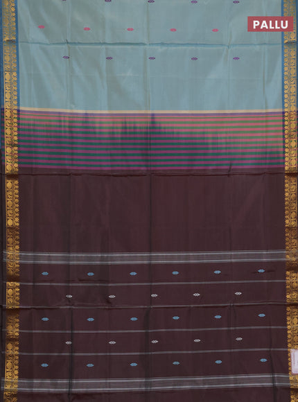 Banana pith saree teal green shade and deep maroon with thread woven buttas and small zari woven border