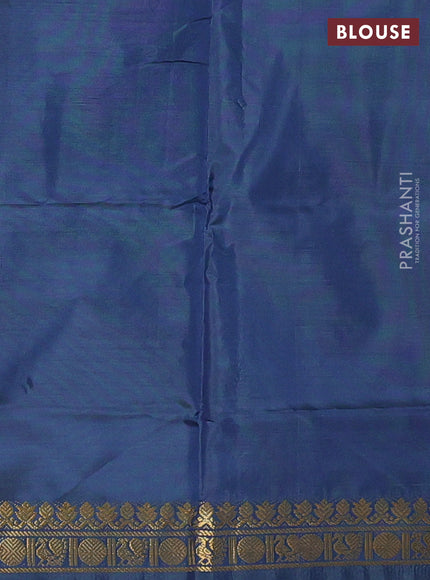 Banana pith saree pale orange and peacock green with thread woven buttas and small zari woven border