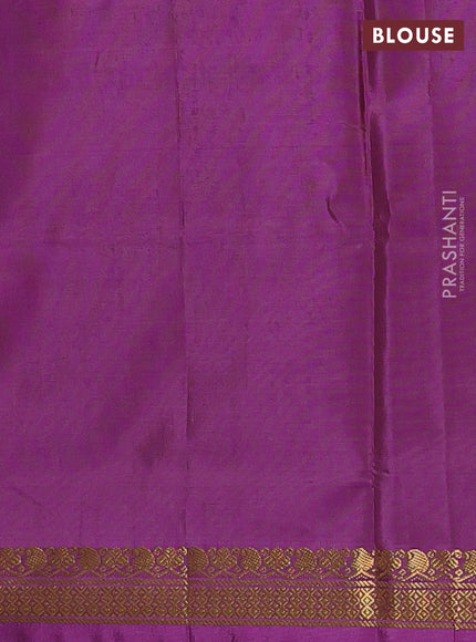 Banana pith saree teal green and purple with thread woven buttas and small zari woven border