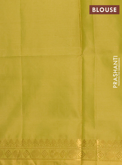 Banana pith saree peacock blue and mustard yellow with thread woven buttas and small zari woven border