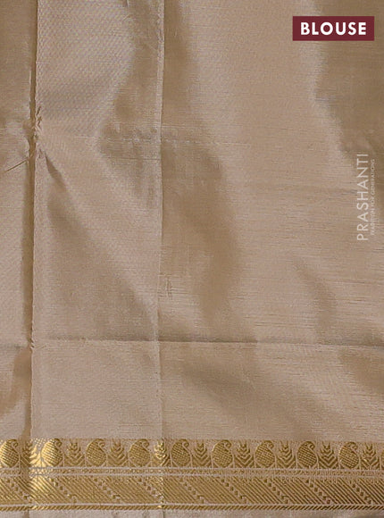 Banana pith saree wine shade and sandal with thread woven buttas and small zari woven border