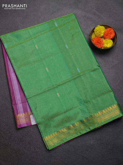 Banana pith saree light green and pink shade with thread woven buttas and small zari woven border