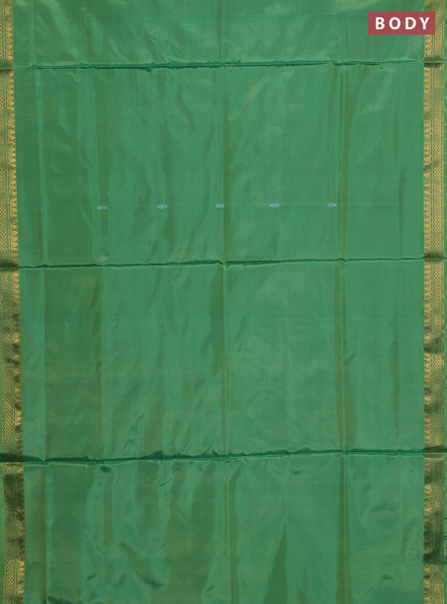 Banana pith saree light green and pink shade with thread woven buttas and small zari woven border