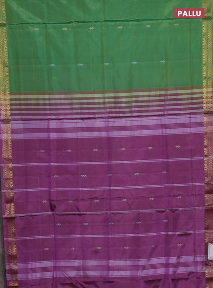 Banana pith saree light green and pink shade with thread woven buttas and small zari woven border