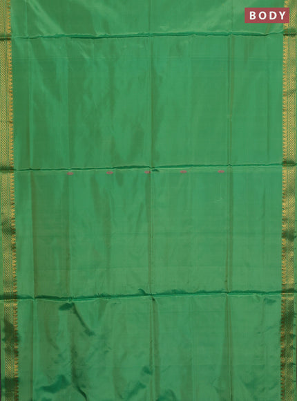 Banana pith saree light green and purple with thread woven buttas and small zari woven border