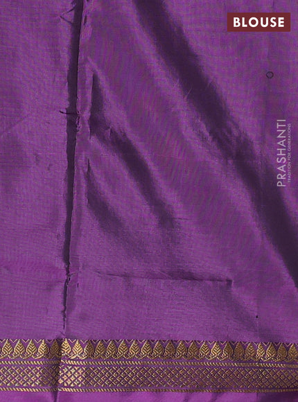Banana pith saree light green and purple with thread woven buttas and small zari woven border