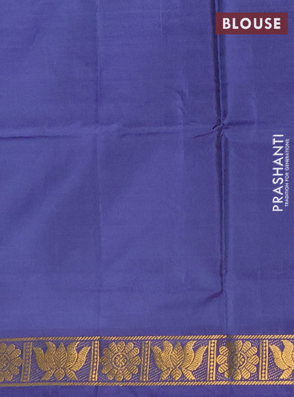 Banana pith saree teal blue and violet with thread woven buttas and small zari woven border
