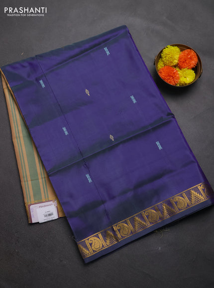 Banana pith saree violet and pale yellow with thread woven buttas and small zari woven border