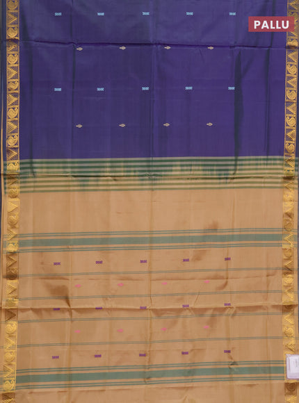 Banana pith saree violet and pale yellow with thread woven buttas and small zari woven border