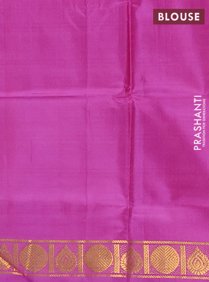 Banana pith saree pastel green and magenta pink with thread woven buttas and small zari woven border