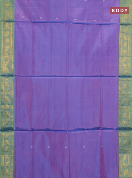 Banana pith saree dual shade of lavender and light green with thread woven buttas and small zari woven border