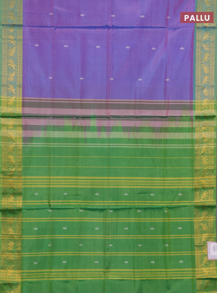 Banana pith saree dual shade of lavender and light green with thread woven buttas and small zari woven border