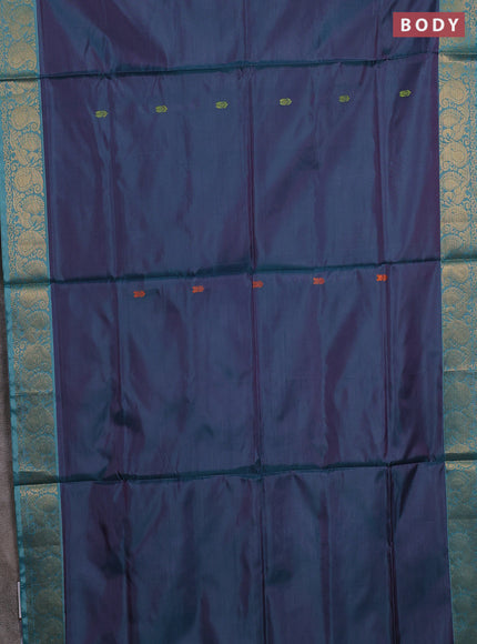 Banana pith saree dual shade of greenish purple and lavender shade with thread woven buttas and small zari woven border