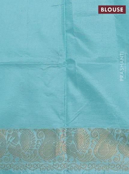 Banana pith saree wine shade and teal green with thread woven buttas and small zari woven border