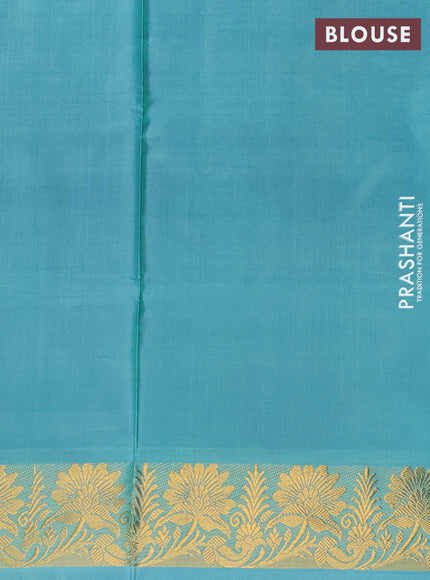 Banana pith saree dual shade of green and teal green with thread woven buttas and zari woven border