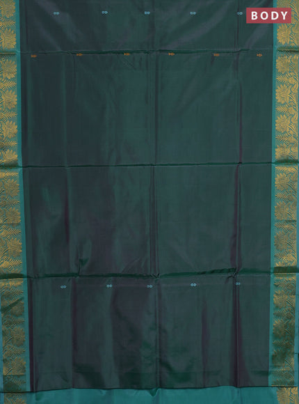 Banana pith saree green and teal green with thread woven buttas and zari woven border