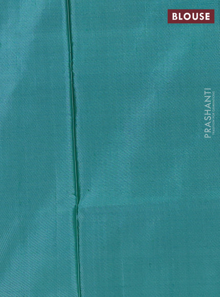 Banana pith saree green and teal green with thread woven buttas and zari woven border