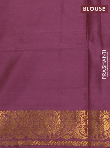 Banana pith saree mauve pink and wine shade with thread woven buttas and zari woven border