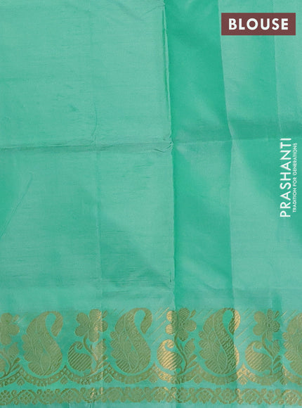 Banana pith saree violet and teal green with thread woven buttas and zari woven border