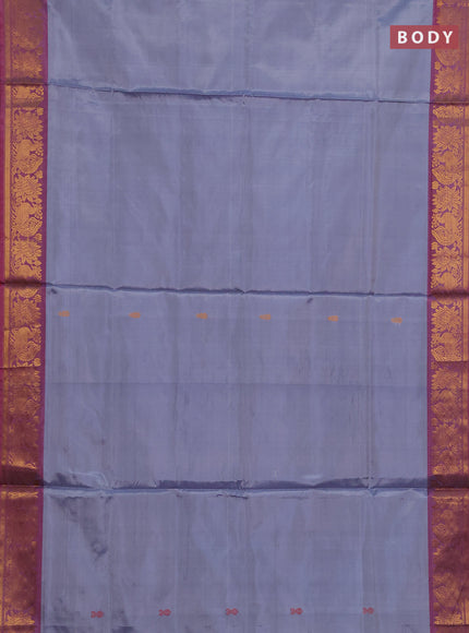 Banana pith saree grey and pink with thread woven buttas and zari woven border